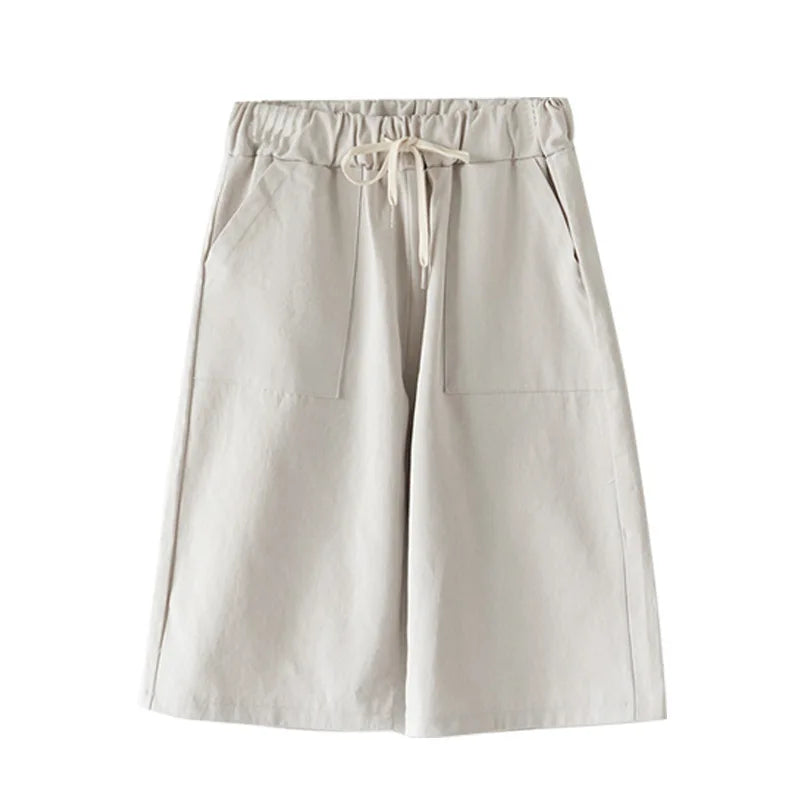 Summer Bermuda Shorts Cotton Wide-Legged