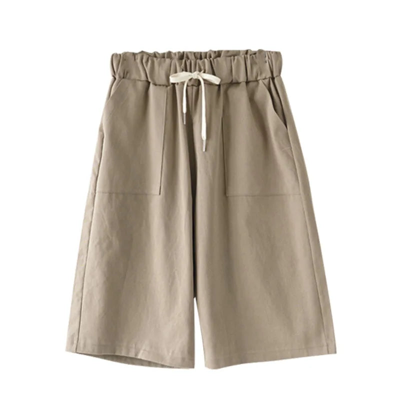 Summer Bermuda Shorts Cotton Wide-Legged